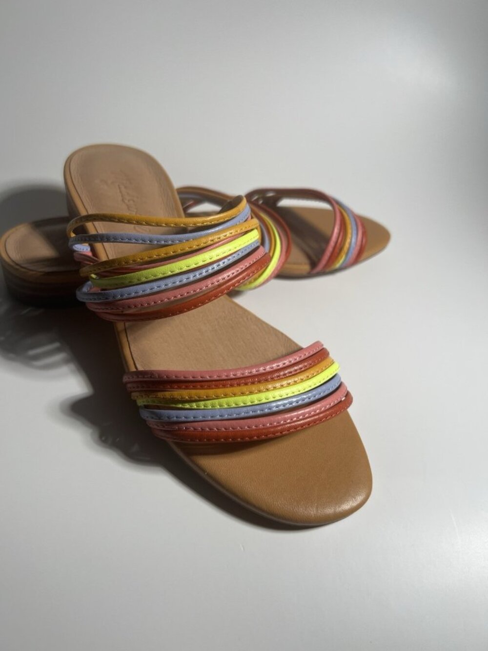 Madewell Meg Slide Micro Strap Leather Sandals Rainbow Women’s Size 6.5 - Picture 7 of 14
